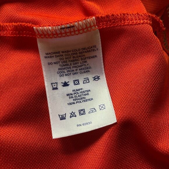 LANDS END Polo Golf Collared Shirt Orange with White Trim Mens XL - Picture 14 of 16